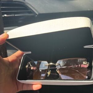 Versace Black and Gold Sunglasses with Case